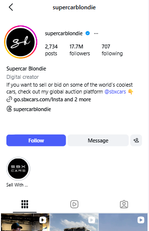 Instagram profile